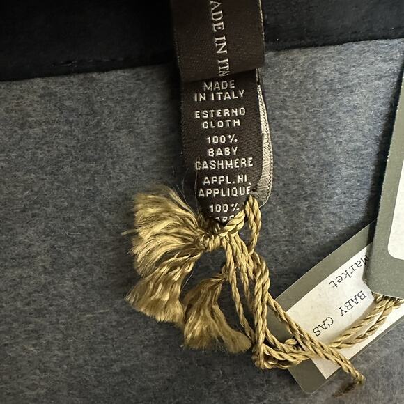 LORO PIANA Madison Baby Cashmere Leather Shawl Wrap Raphite‎ Blue NEW $4,800 - Picture 9 of 12